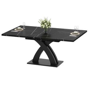 OKWISH JEDÁLENSKÝ stôl 120(160)/80/76 cm čierny rozkladací z MDF a kovu vyobraziť