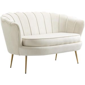 OKWISH DVOJMIESTNA pohovka 130/77/77 cm krémovobiela z ocele so zamatovým poťahom v retro štýle vyobraziť