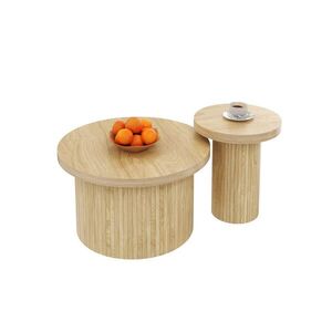 OKWISH KONFERENČNÉ stolíky 66/66/40 a 40/40/46 cm prírodná farba z MDF 2-dielna variabilná sada vyobraziť