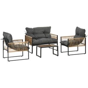 OKWISH ZÁHRADNÁ sedacia súprava 106/70/72 cm tmavosivá pre 4 osoby z polyesteru s ratanovým vzhľadom a stolíkom vyobraziť