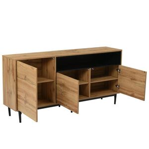 OKWISH KOMODA 160/35/76 cm čierna s dekorom prírodného dreva s nastaviteľnými policami z MDF vyobraziť