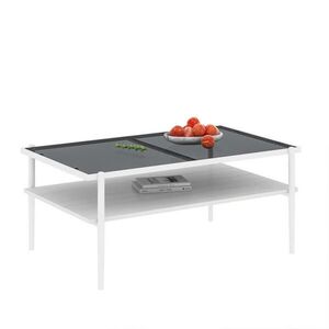 OKWISH KONFERENČNÝ stolík 61, 5/97, 5/45 cm sivo-biely s úložným priestorom z MDF a tvrdeného skla vyobraziť