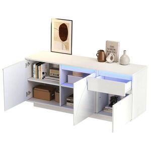 OKWISH KOMODA 140/40/60 cm biela z MDF s LED osvetlením 3 dvierkami zásuvkou a nastaviteľnými policami vyobraziť