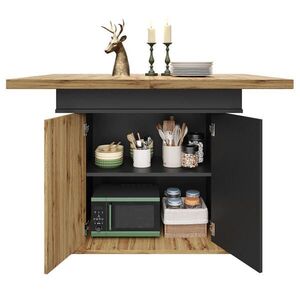OKWISH JEDÁLENSKÝ stôl 110-140/80/75 cm čierna/prírodná rozkladací z MDF s úložným priestorom vyobraziť