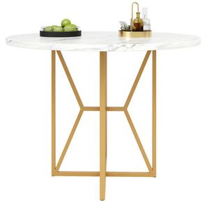 OKWISH JEDÁLENSKÝ stôl 80/80/76 cm zlatý s nastaviteľnými nožičkami z MDF a kovu vyobraziť