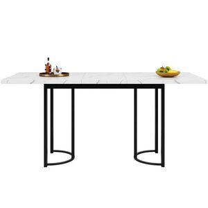 OKWISH JEDÁLENSKÝ stôl 140–179, 5/80/75, 5 cm čierno-biely rozkladací z MDF a kovu vyobraziť