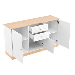 OKWISH KOMODA 135, 5/39/76 cm biela a v dekore dreva z drevotriesky s zásuvkami a variabilným úložným priestorom vyobraziť