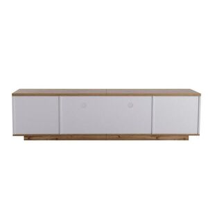 OKWISH TV stolík 180/46/38 cm bielo-drevený z MDF s mriežkovými dvierkami a otvorenými priehradkami vyobraziť