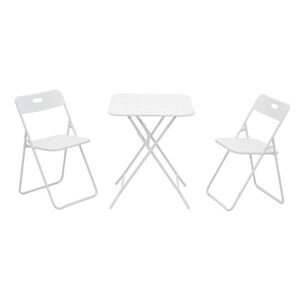 OKWISH ZÁHRADNÝ bistro set 60/60/73 cm biely skladací pre 2 osoby z ocele vyobraziť