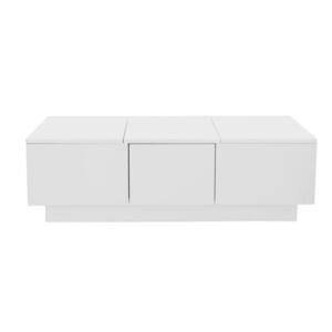 OKWISH KONFERENČNÝ stolík 100/50/31 cm biely z drevotriesky s vysokým leskom a skrytým úložným priestorom vyobraziť