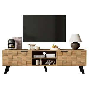 OKWISH TV skrinka 160, 5/35, 5/45 cm v dekore dreva z drevotriesky s 2 dvierkami a otvorenými priehradkami vyobraziť