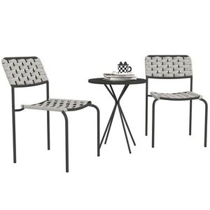 OKWISH BISTRO set 48 cm sivý z ocele s ručne tkaným lanovým výpletom a stohovateľnými stoličkami vyobraziť