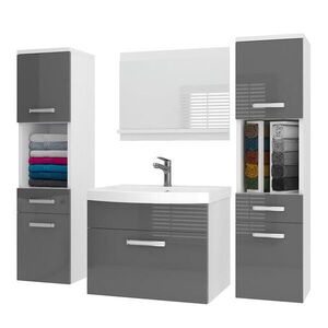 B BELINI GROUP BELINI Kúpeľňová súprava PRI P6 120 cm, sivá vysoký lesk – umývadlová skrinka so zrkadlom vyobraziť