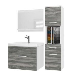 B BELINI GROUP BELINI Kúpeľňová súprava PRI M3 90 cm, Glamour drevo, matný povrch – umývadlová skrinka so zrkadlom vyobraziť