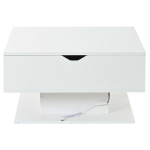 OKWISH KONFERENČNÝ stolík 80/75/40 cm biely z drevotriesky s výklopnou doskou LED osvetlením a úložným priestorom vyobraziť