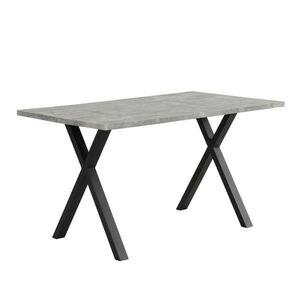 OKWISH JEDÁLENSKÝ stôl 140/80/76 cm sivý a čierny s krížovou podnožou z MDF a kovu v industriálnom štýle vyobraziť