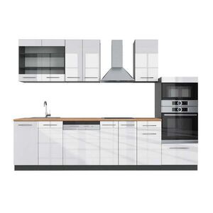 Vicco KUCHYNSKÝ KÚT Fame-Line Biely vysoký lesk/antracit 300 cm s vysokou skriňou, dub AP vyobraziť