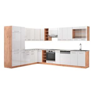Vicco ROHOVÁ KUCHYŇA Fame-Line, Biely vysoký lesk/Dub Goldkraft, 347 x 257 cm, AP Marble vyobraziť