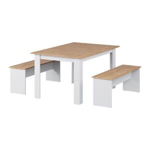 Vicco ROHOVÁ LAVICA DO JEDÁLNE Sentio Biely/zlatý dub 137.6 x 92.8 cm s 2 lavicami vyobraziť