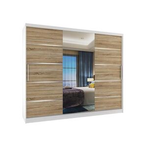 B BELINI GROUP BELINI Verona MBP – Posuvné skrine, 232 cm, biela/dub Sonoma, matný povrch – Šatník so zrkadlom a 4 zásuvkami, pre spálňu vyobraziť