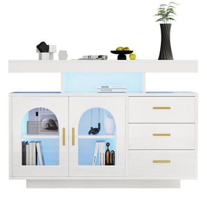 Redom SIDEBOARD 120/40/80 cm s LED osvetlením, 3 zásuvkami a veľkým úložným priestorom, Biela vyobraziť