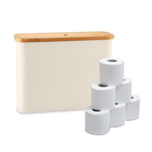 Relaxdays ZÁSOBNÍK Béžový na toaletný papier 12 roliek polyester bambus vyobraziť