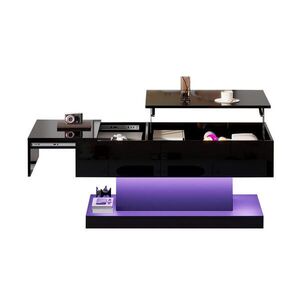 Urban Meuble KONFERENČNÝ STOLÍK vysoký lesk čierny s LED Liftfunktion & úložný priestor 100×50 cm vyobraziť
