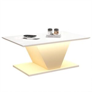 Urban Meuble KONFERENČNÝ STOLÍK biely vysoký lesk s LED & V-Form dizajn vyobraziť