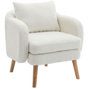 Redom KRESLO 71/72/71 cm s vankúšom a 14 cm hrubým sedákom z látky v imitácii ovčej kože, Biela vyobraziť
