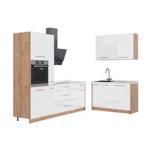 Vicco KUCHYŇA Fame-Line, Biely vysoký lesk/Dub Goldkraft, 220 x 120 cm, AP Marble vyobraziť