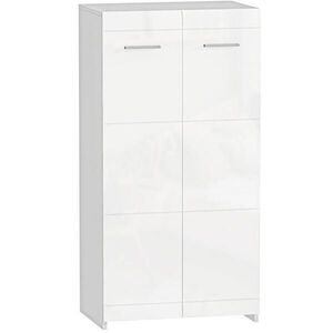 OKWISH SKRINKA na topánky 36/55/108 cm lesklá biela z dreva s nastaviteľnými policami a dvierkami vyobraziť