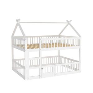 STILVORA POSCHODOVÁ POSTEĽ 140/200 cm biela so schodmi a bezpečnostným plotom, loft dizajn vyobraziť