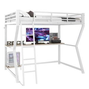 STILVORA VYSOKÁ POSTEĽ 90/200 cm biela s LED, stolom, zásuvkou, USB a policou vyobraziť