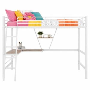 STILVORA VYSOKÁ POSTEĽ 90/200 cm biela s L stolom a regálom, minimalistický dizajn vyobraziť