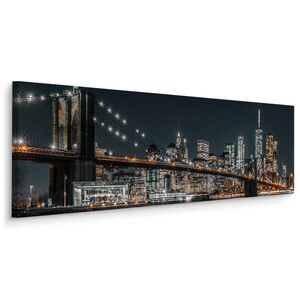 Muralo PANORAMATICKÝ OBRAZ New York Při Noci Architektura 3D 145 x 45 cm vyobraziť