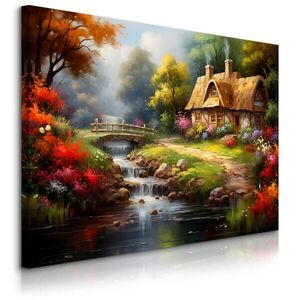 Muralo OBRAZ NA PLÁTNE Vidiecky Dom Les Príroda Krajina 70 x 50 cm vyobraziť