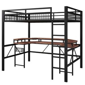 STILVORA VYSOKÁ POSTEĽ 140/200 cm čierna so stolom, LED, USB, Type-C, zásuvkami a stenou vyobraziť