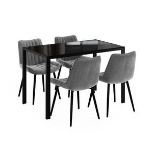 Vicco SÚPRAVA JEDÁLENSKÉHO STOLA Grand, čierna, 120 x 70 cm so 4 stoličkami (sivé) vyobraziť