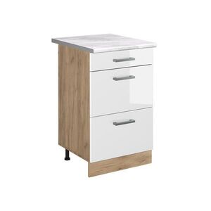 Vicco KUCHYNSKÁ SPODNÁ SKRINKA R-Line, Biely vysoký lesk/Dub Goldkraft, 50 cm Marmori työtaso vyobraziť