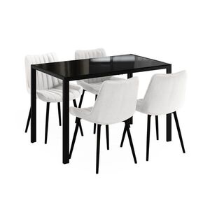Vicco SÚPRAVA JEDÁLENSKÉHO STOLA Grand, čierna, 120 x 70 cm so 4 stoličkami (béžové) vyobraziť