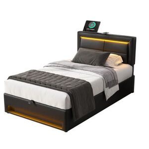 FLIEKS POSTEĽ 90 x 200 cm čierna PU s LED a USB vyobraziť