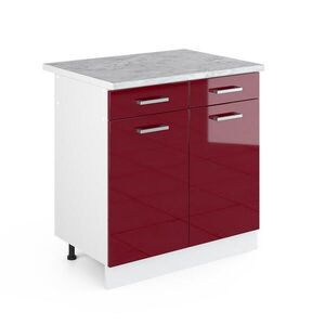Vicco SPODNÁ SKRINKA R-Line Bordeaux vysoký lesk 80 cm so zásuvkami a dvierkami, s pracovnou doskou vyobraziť