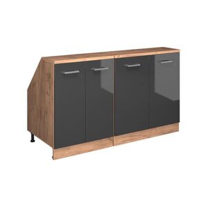 Vicco SKRIŇOVÁ SÚPRAVA SO ŠIKMOU STRECHOU Rion Antracit vysoký lesk 140 cm Súprava 2 korpusov skrine hĺbka 60 cm vyobraziť