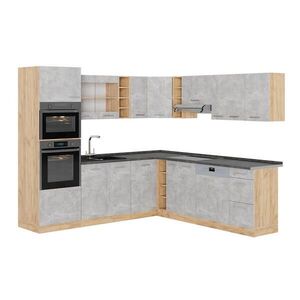 Vicco ROHOVÁ KUCHYŇA R-Line, betón/Dub Goldkraft, 247 x 237 cm, AP Antracit vyobraziť