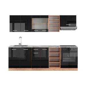 Vicco KUCHYNSKÝ KÚT R-Line Čierny vysoký lesk/dub Goldkraft 240 cm , AP Marble vyobraziť