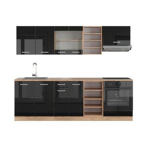 Vicco KUCHYNSKÝ KÚT R-Line Čierny vysoký lesk/dub Goldkraft 240 cm , AP Oak vyobraziť