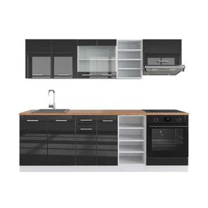 Vicco KUCHYNSKÝ KÚT R-Line Antracit vysoký lesk/biela 240 cm , AP Oak vyobraziť