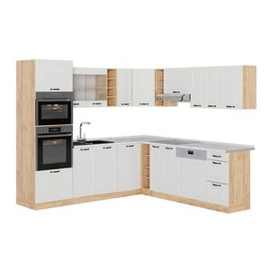 Vicco ROHOVÁ KUCHYŇA R-Line, Biely vidiecky dom/Dub Goldkraft, 247 x 237 cm, AP Marble vyobraziť