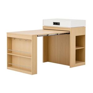 Modfu KUCHYNSKÝ ostrovček z MDF a skla 146, 5x83x96 cm prírodná s výsuvnou doskou, zásuvkou a zásuvkami vyobraziť