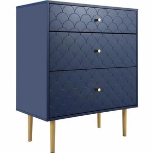 Modfu KOMODA z drevotriesky a kovu 75x40x89 cm námornícka modrá s 3 zásuvkami a tichým výsuvom vyobraziť